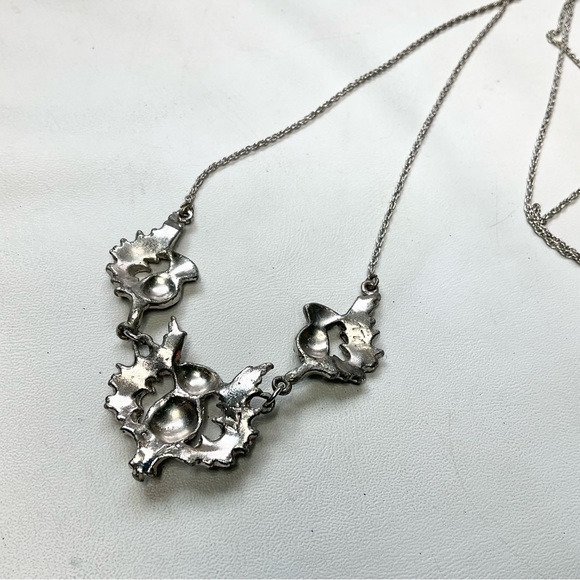 Vintage Sterling Silver Marcasite Scottish Thistle Necklace - Picture 3 of 5